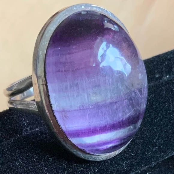 6.5 Large Fluorite Silver Ring - Picture 4 of 7